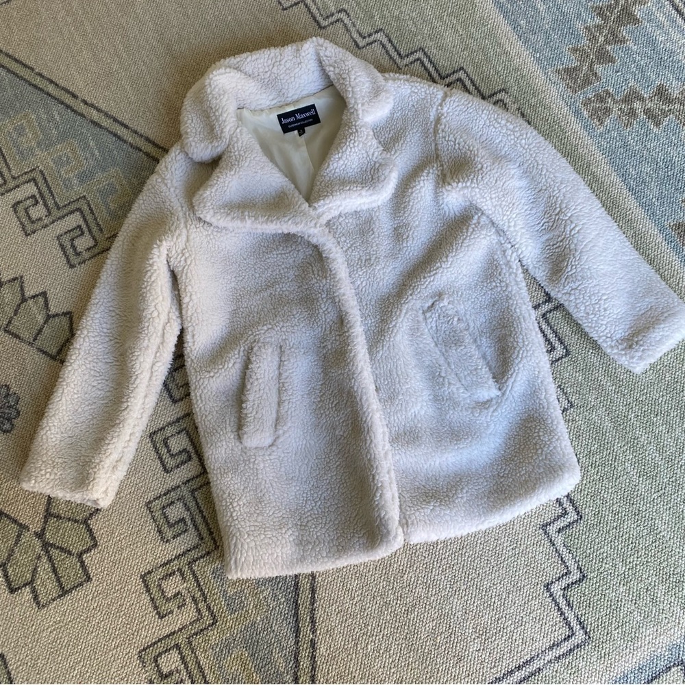 Jason Maxwell Oversized Sherpa Coat in Ivory sz S